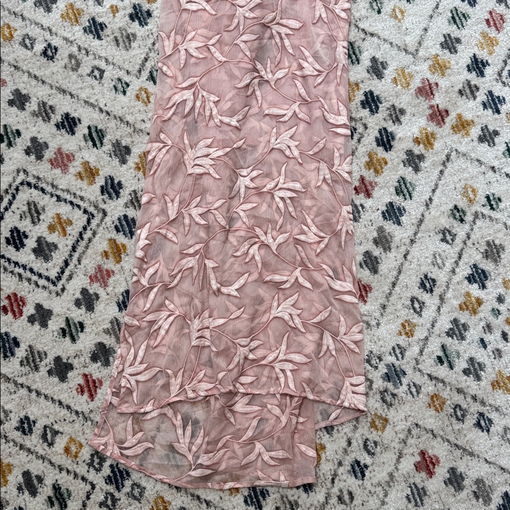 ZARA Sheer Embroidered Midi Dress Pink Floral Beach Coverup Oversized Resort - Picture 5 of 6